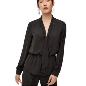 Babaton V-Neck Tie Blouse